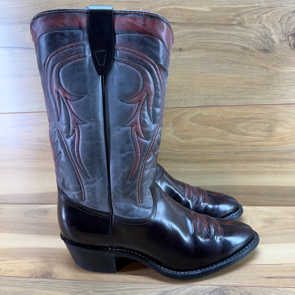 Cherry Red Leather‎ Western Boots Mens 10 D Cowboy 611-2510 USA Made Ranch Rodeo